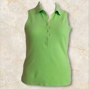 🌴 Lilly Pulitzer Island Sleeveless Piqué Polo with grosgrain ribbon placket Sz S